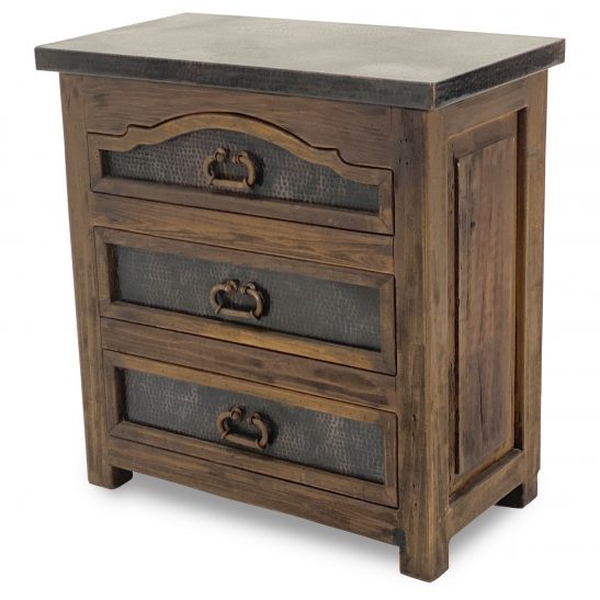 Ranch 3-Drawer Copper and Wood Nightstand