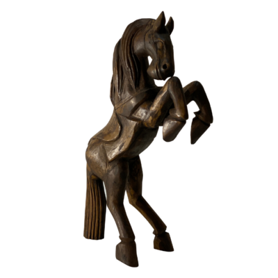 Reckless Rearing Wood Horse Sculpture | The Arrangement