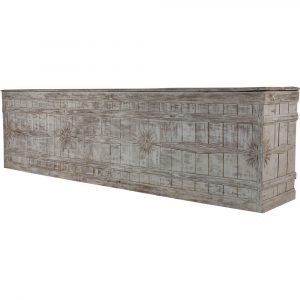 13-Foot Antique Wood White Washed Kitchen Bar Island - Artifact Storage Provance Wood Bar