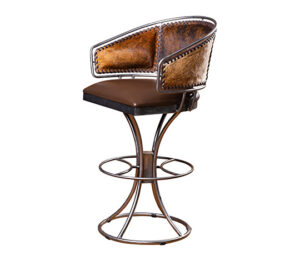 Hair-On-Hide Swivel Barstool