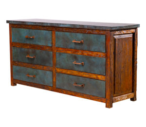 Drawer With Dark Brushed Wood Azul River Copper, Energized Copper Wood Dresser