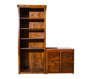 Dark Brown Wood Shelving with Side Storage - Stylish and Functional