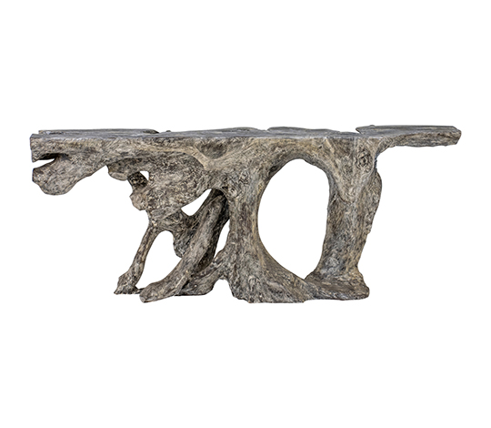Image of Natural Tree Root Console Table: A rustic and organic console table resembling a tree stump, adding natural charm to your decor.
