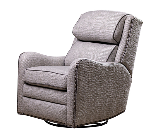 gray fabric recliner with stripe texture