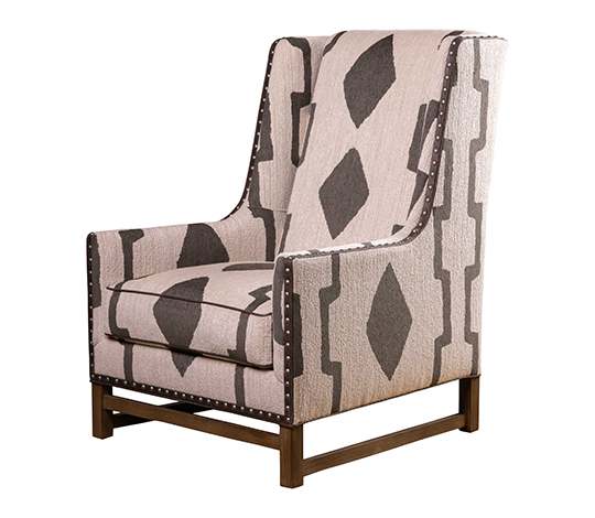 Modified Wingback with bold cream and Grey graphic Fabric Chair