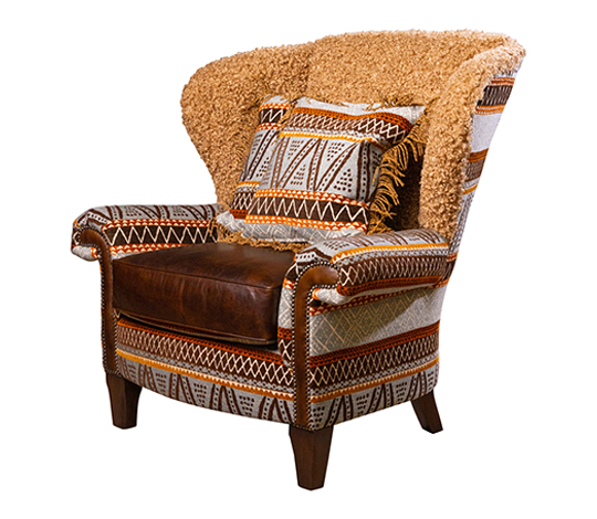 Oversized Wingback with Lambs wool and Fabric Chair