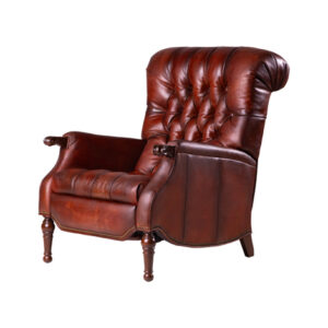 wine leather tuft recliner