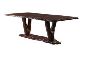 8' Table Trunk Base Dining Table Early American Dark White Buffalo Turquoise Inlay