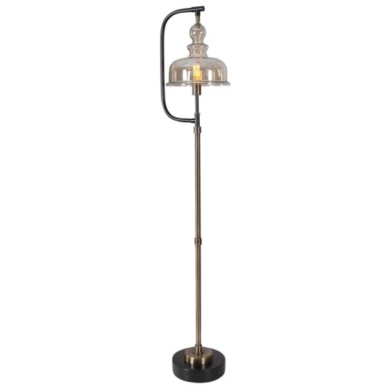 Elieser Floor Lamp w/Amber Glass Shade -