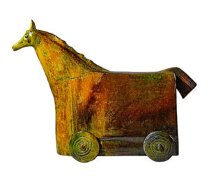 Troya Horse w/Wheels Large Rustic Maza Fine
