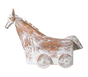 Troya Horse w/Wheels Small White Talco Macen