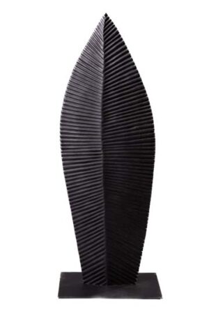 Carved Leaf On Stand Small Burnt -