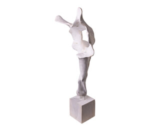 Teak Ribbon Sculpture White -