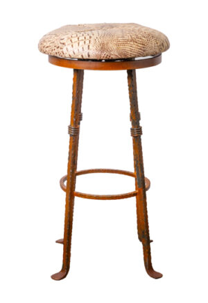 Metal Swivel BarStool With Croc Cushion Seat