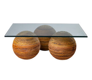 Stone & Glass Coffee Table Red Travertine Marble Base Tempered/Beveled Glass Top - .5