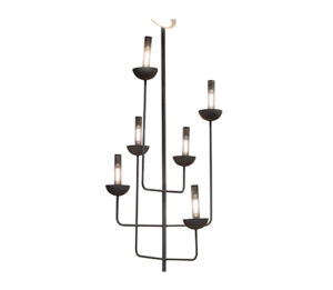 SKU#211-1-19 + SKU#1235-1-676 (x6) Enoki Chandelier (x6) Antique Black Mesh Candle Covers