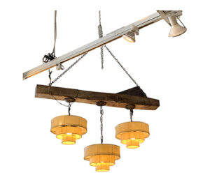 TRI-SHADE BEAM LIGHT Chandelier Old Wood Beam Tri-Shade (X3)