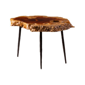 Burled Coffee Table with forged legs
