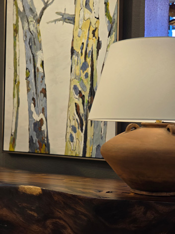 Terracotta Lamp on Organic Console