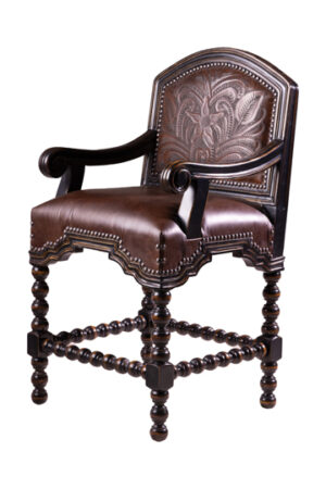 Tooled Leather Counter Stool