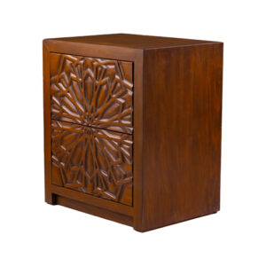 Star Carved Nightstand with White Mahogany Wood
