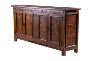 Iron Band Sideboard with Hand Tooled Leather