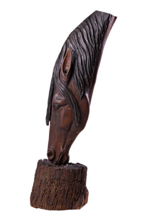 Large Horse Head Wood Sculpture