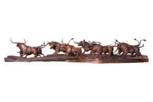 Bull Herd Wood Sculpture