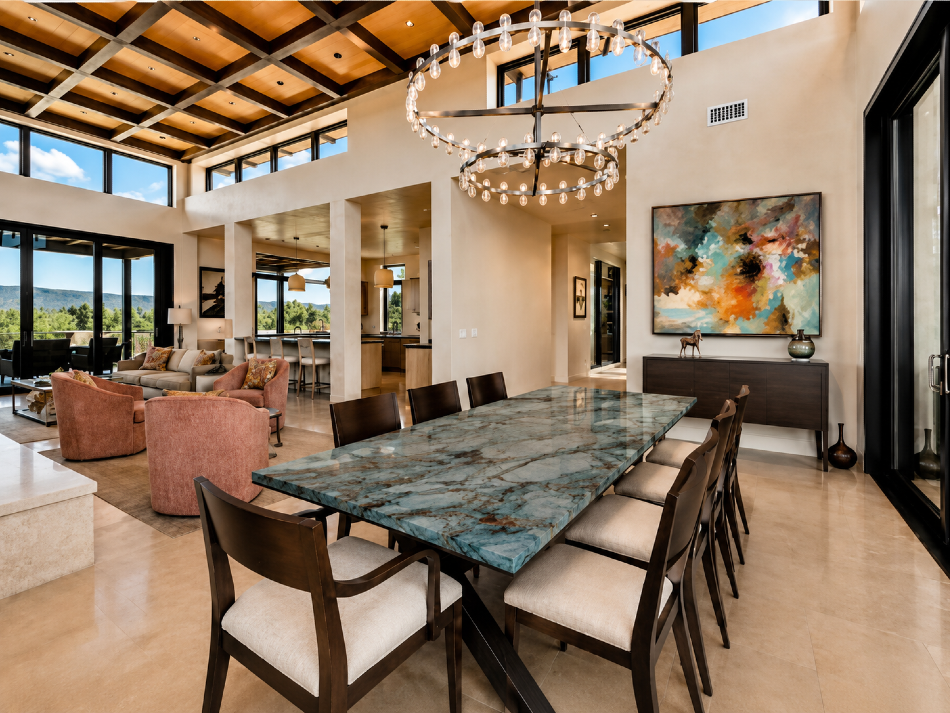 Blue Velvet Quartz Dining Table