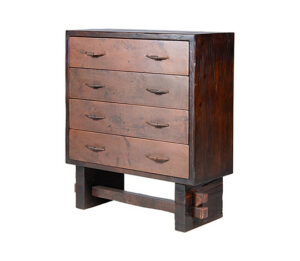 Dark Wood Copper Bachelor 4 Drawer Dresser