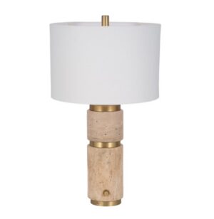 Knox Travertine Table Lamp Gold/Ivory