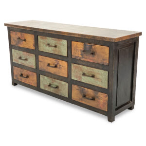 Mission 9-Drawer Copper and Wood Dresser